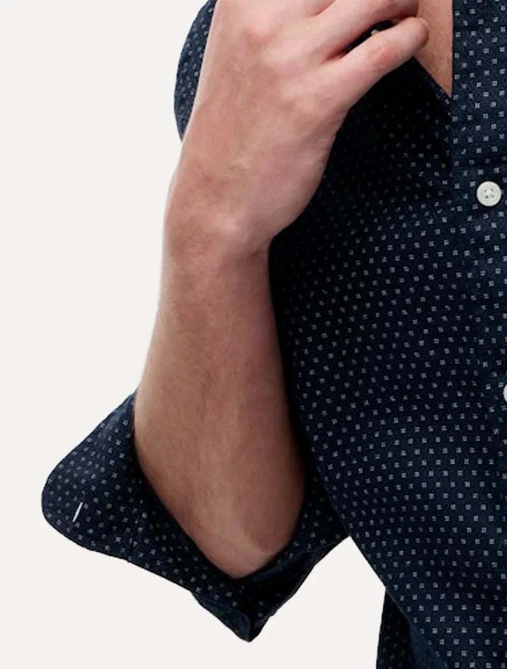 Camisa Tommy Hilfiger Masculina Flex Poplin Mini Print Shirt Azul Marinho