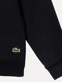 Moletom Lacoste Masculino Crewneck Classic Fit Cotton Fleece Logo Preto