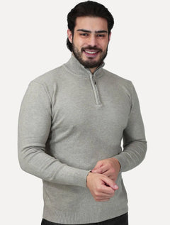 Suéter Dixen Masculino Tricot Half-Zip Gola Alta Areia
