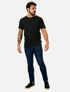 Camiseta Colcci Masculina Slim Malha Canelada Preta