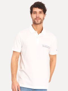 Polo Tommy Hilfiger Masculina Piquet Small Chest Stripe Branca