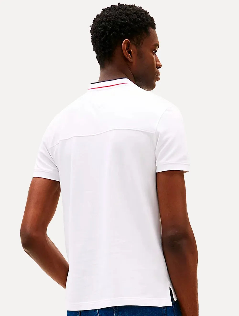 Polo Tommy Hilfiger Masculina Slim Tipped Gola Portuguesa Branca
