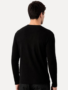 Camiseta Calvin Klein Jeans Masculina Manga Longa Quadrile Preta