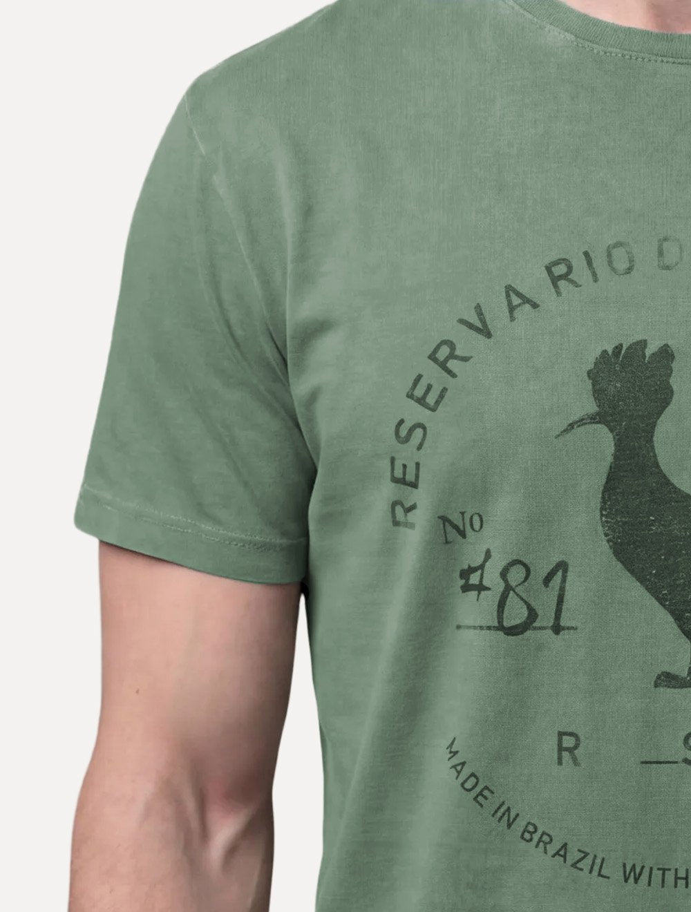 Camiseta Reserva Masculina Carimbo Gaze Stoned Verde Escuro