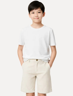 Bermuda Reserva Infantil Casual Linho Tal Pai Tal FIlho Areia