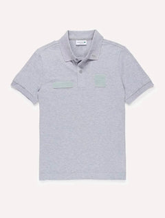 Polo Lacoste Masculina Regular Piquet Sport Sail Print Cinza Mescla