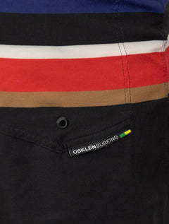 Bermuda Osklen Masculina D'Água Surf Tex Stripes Cáqui/Preta
