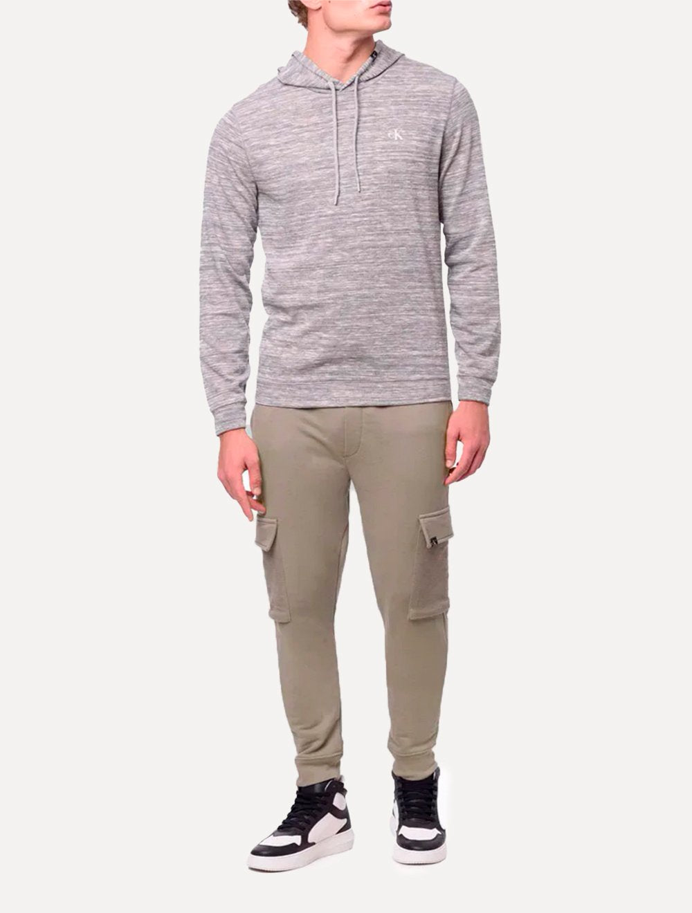 Calça Calvin Klein Jeans Masculina Moletom CKJ Cargo Caqui Médio