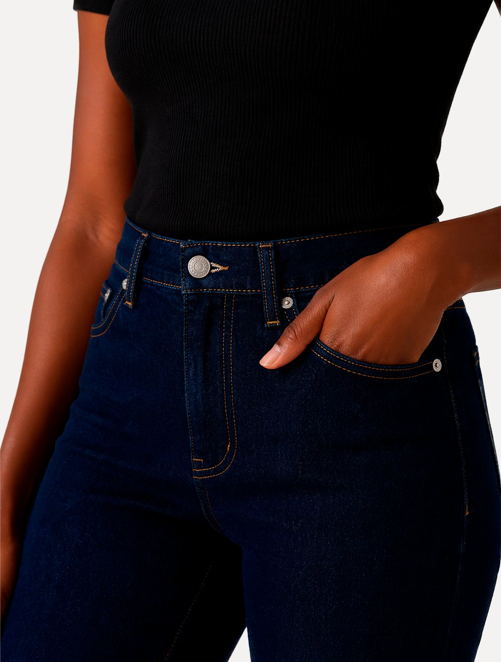 Calça Levis Jeans Feminina 724 Slim High Rise Straight Azul Escuro