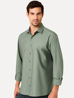 Camisa Dudalina Masculina Comfort Superfine Cotton Mono Logo Verde Claro