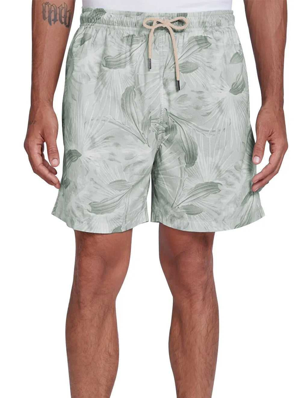 Short Dudalina Masculino D'Água Floral Cinza Claro