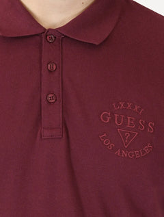 Polo Guess Masculina Piquet 1981 Bordado Bordô