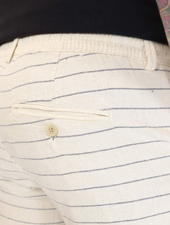 Bermuda Calvin Klein Jeans Masculina Cordão Cotton Stripes Off White