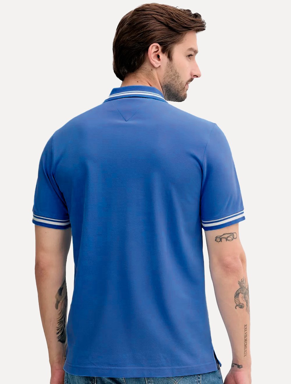Polo Tommy Jeans Masculina Piquet Regular Tipped Azul