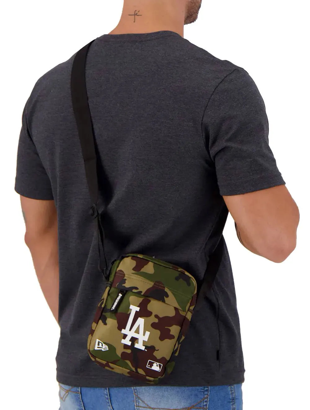 Bolsa New Era Shoulder MLB Los Angeles Dodgers Camo Verde Militar