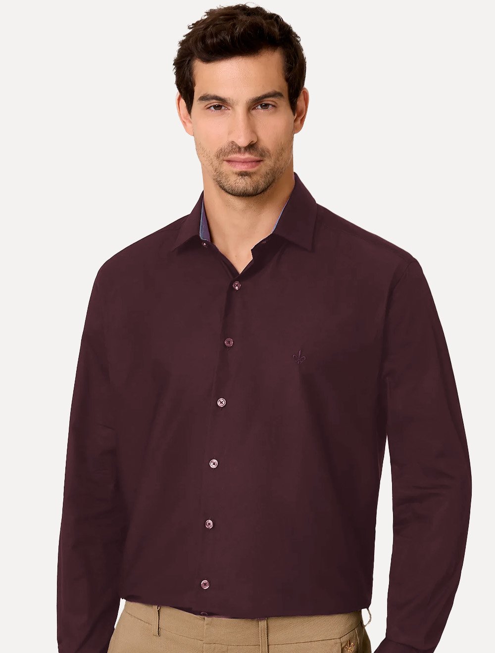 Camisa Dudalina Masculina Comfort Superfine Cotton Mono Logo Vermelho Escuro