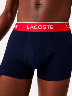 Cuecas Lacoste Boxer Casual Jersey Red Color Signature Azul Marinho Pack 3UN