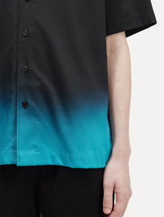 Camisa Fred Perry Masculina Manga Curta Ombre Revere Collar Preta