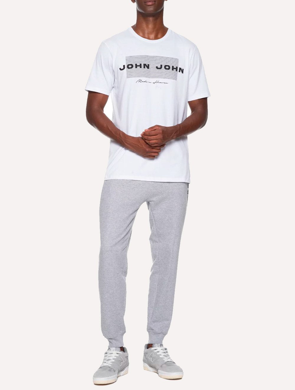 Calça John John Moletom Masculina New Basic Cinza Mescla