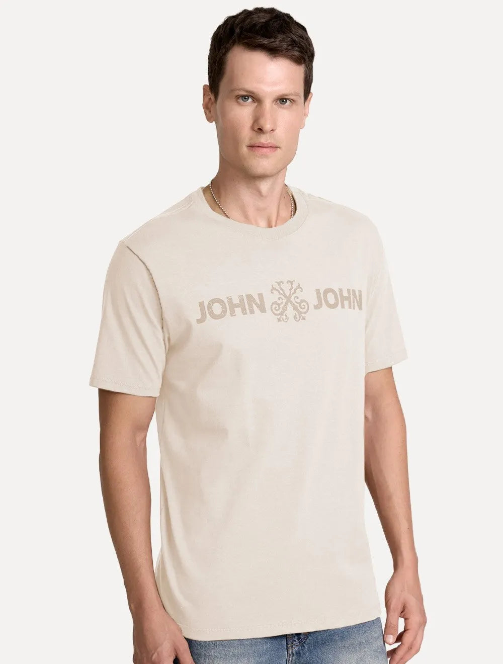 Camiseta John John Masculina JJ Basic Logo Rusty Areia