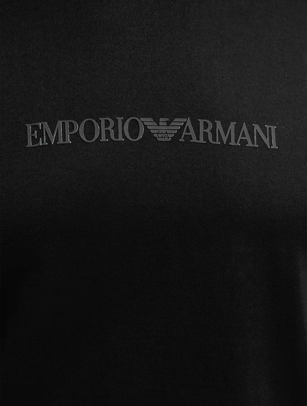 Camiseta Emporio Armani Masculina Slim Fit Pima Rubber Logo Preta