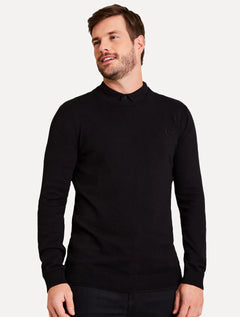 Suéter Reserva Masculino Tricot Basico Gola Careca Preto