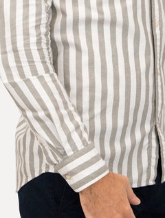 Camisa Tommy Hilfiger Masculina Oxford Slim Bold Stripe Cinza Mescla