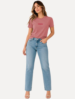 Camiseta Guess Feminina Patch Small Logo Rosa