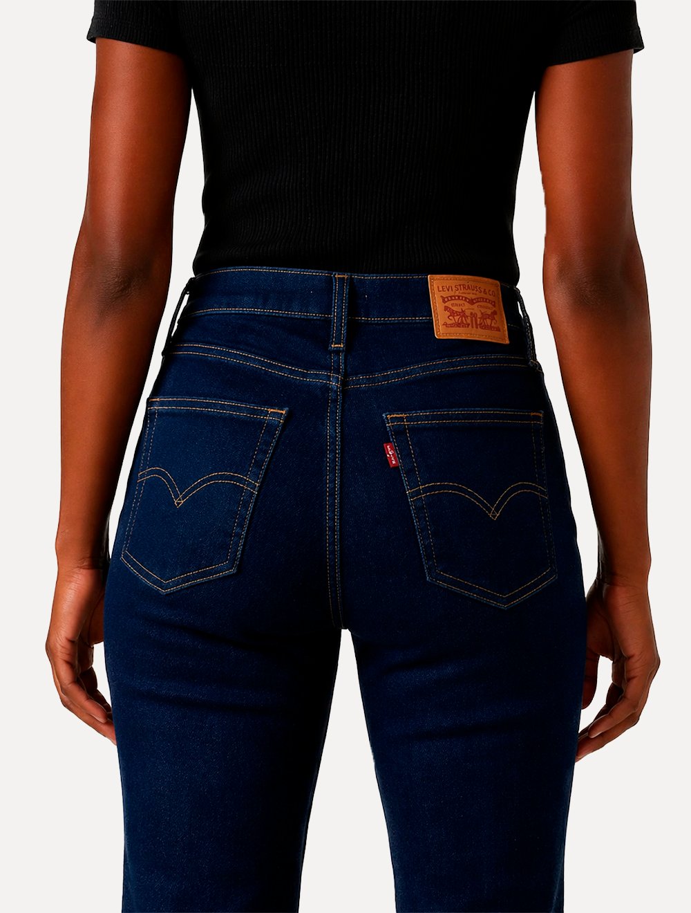Calça Levis Jeans Feminina 724 Slim High Rise Straight Azul Escuro