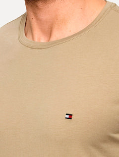 Camiseta Tommy Hilfiger Masculina Slim Fit Essential Stretch Cáqui