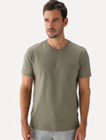 Camiseta Aramis Masculina Estampa Assinatura Peito Verde Militar