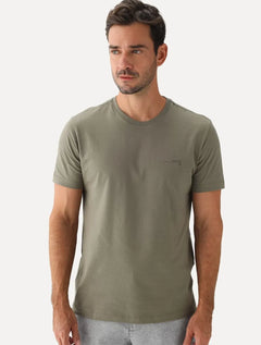 Camiseta Aramis Masculina Estampa Assinatura Peito Verde Militar