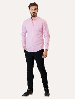 Camisa Ralph Lauren Masculina Slim Fit Stretch Poplin Rosa