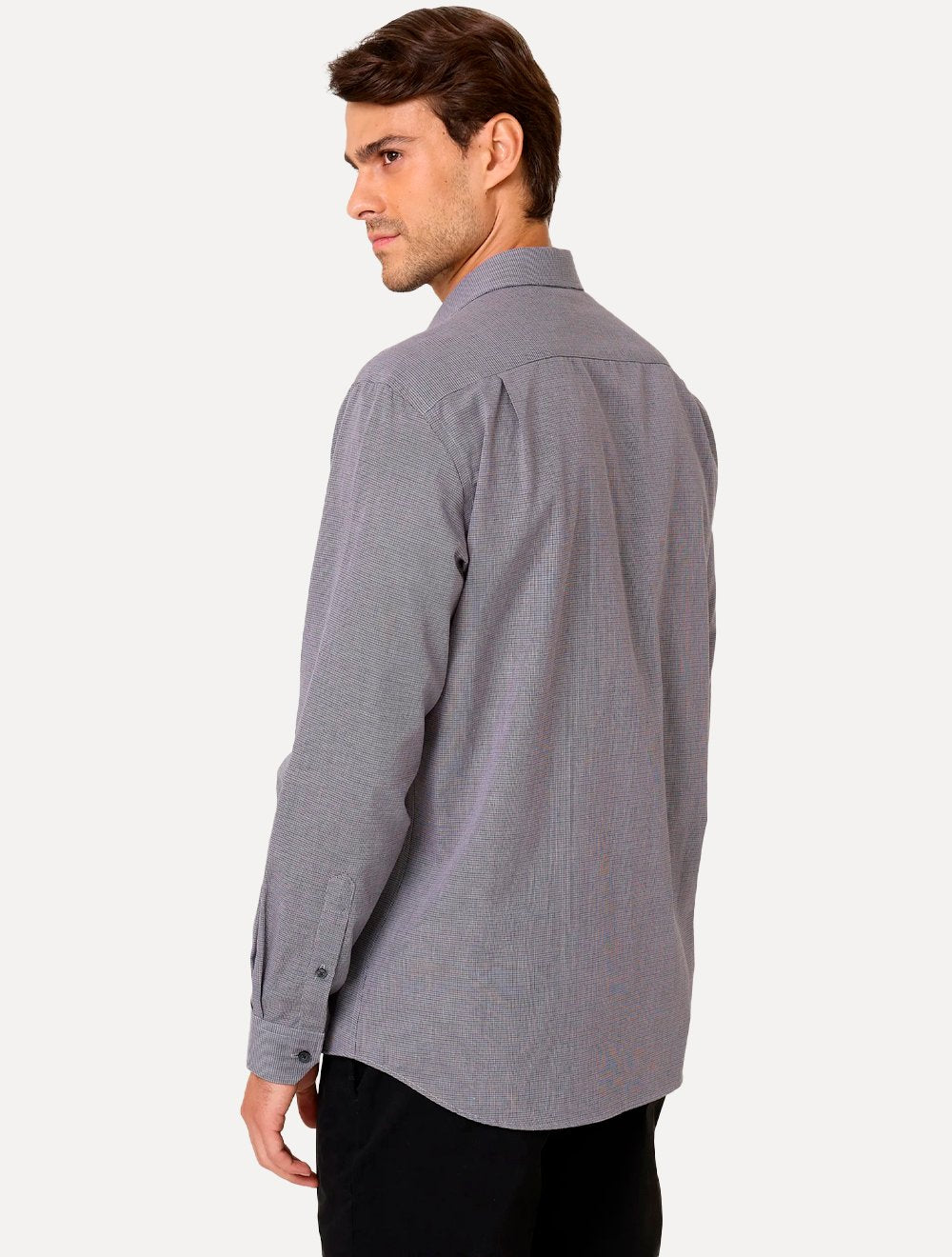 Camisa Dudalina Masculina Comfort Fit Superfine Cotton Beveled Cinza Escuro
