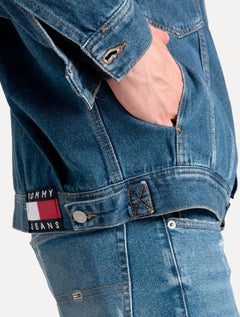 Jaqueta Tommy Jeans Masculina Ryan Trucker Denim Azul Médio