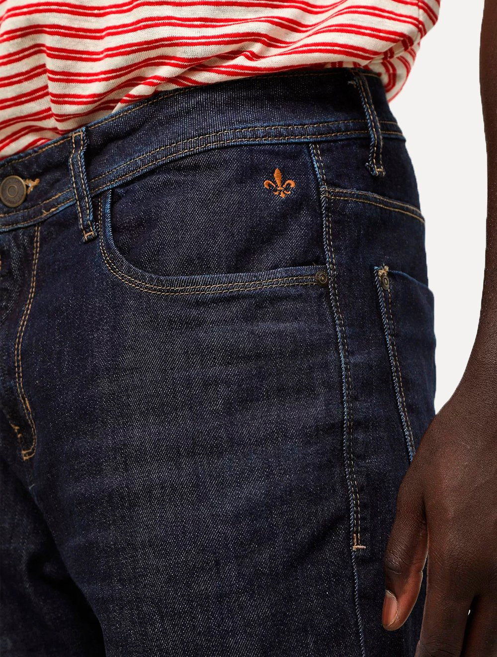 Calça Dudalina Jeans Masculina Straight Stretch Five Pockets Azul Escuro