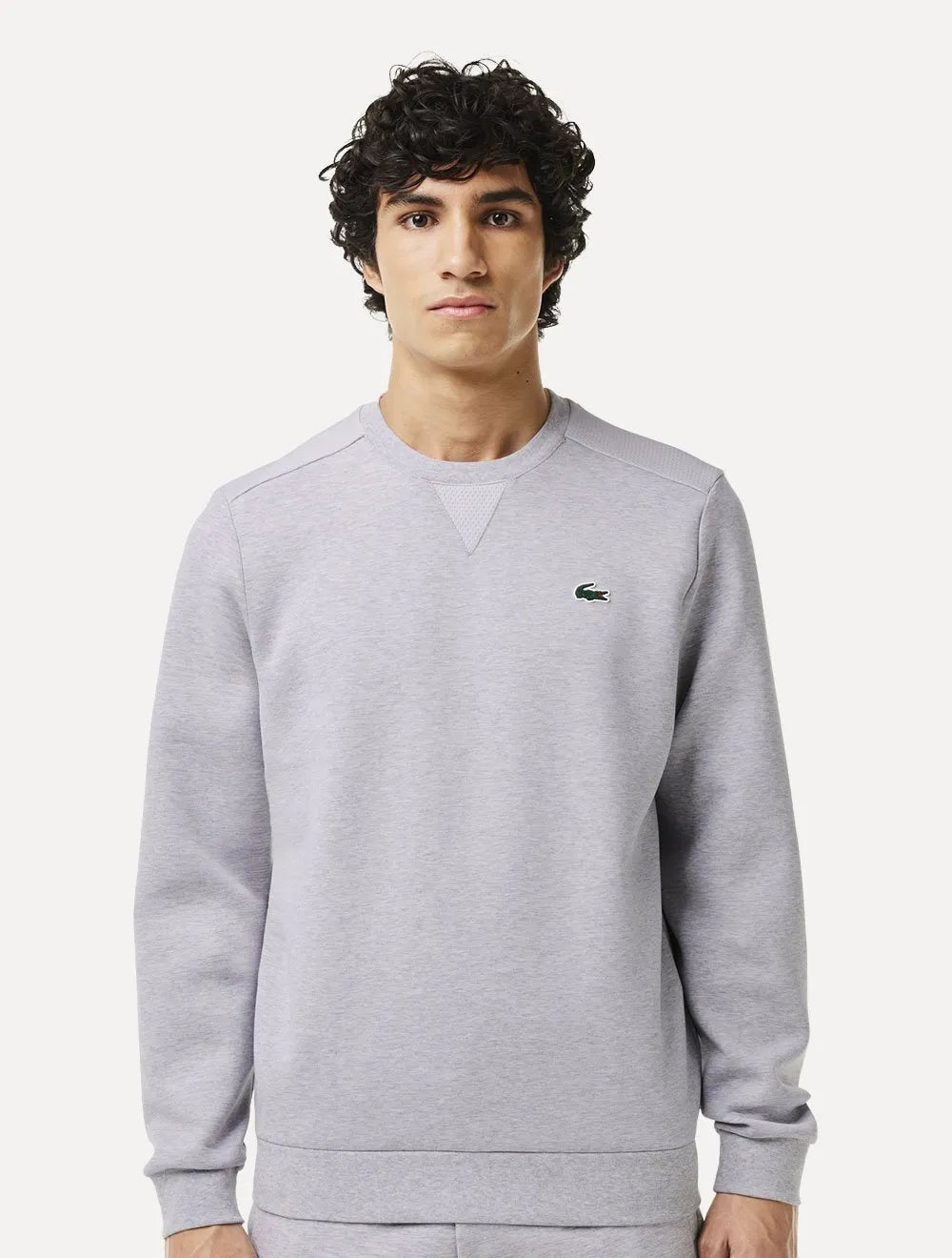 Moletom Lacoste Masculino Crewneck Sport Mesh Panels Cinza Mescla
