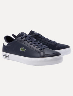 Tênis Lacoste Masculino Couro Powercourt Nvy/Wht Azul Marinho