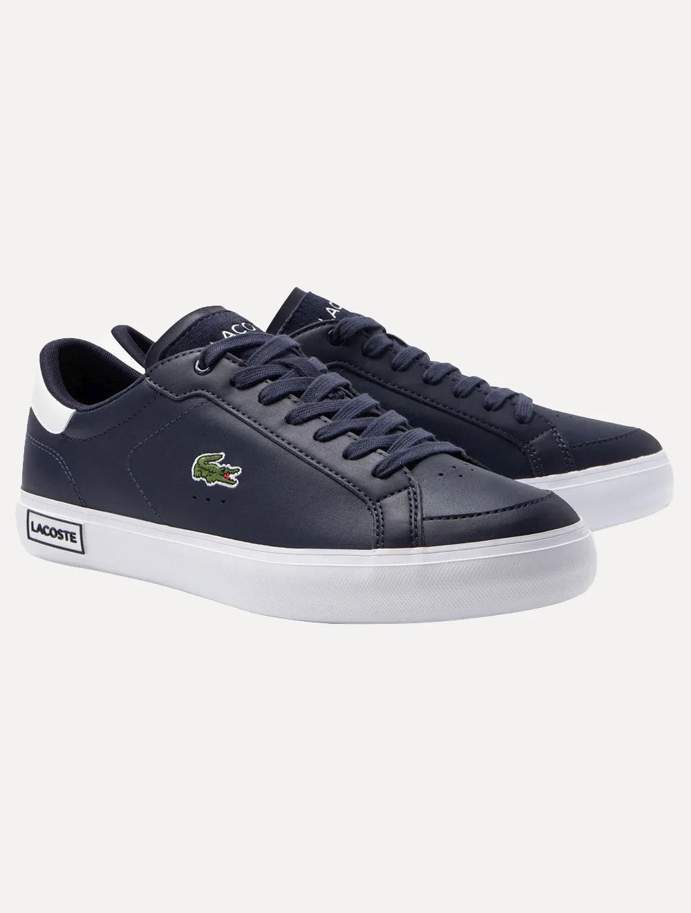 Tênis Lacoste Masculino Couro Powercourt Nvy/Wht Azul Marinho