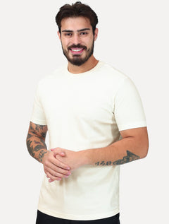 Camiseta K&J Black Premium Slim Suedine Egípcio Off White
