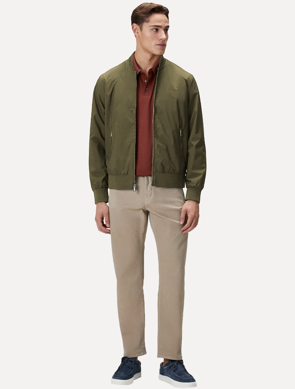 Jaqueta Calvin Klein Masculina Bomber Logo Full Zip Verde