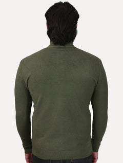 Suéter Dixen Masculino Tricot Half-Zip Gola Alta Verde