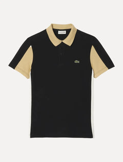 Polo Lacoste Masculina Piquet Cotton Colorblock Preta
