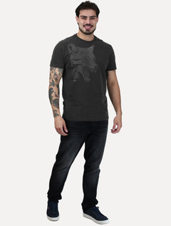 Camiseta Ellus Masculina Cotton Washed Coyote Cinza Escuro