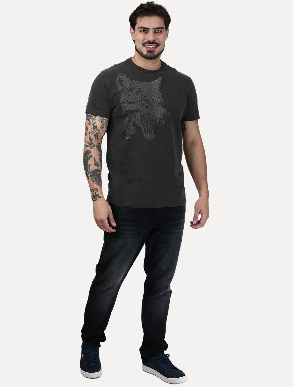 Camiseta Ellus Masculina Cotton Washed Coyote Cinza Escuro