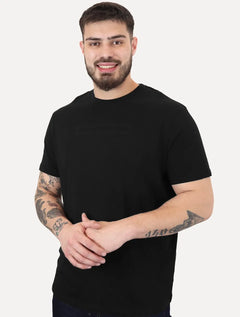 Camiseta Armani Exchange Masculina Regular Mono Logo Relevo Preta