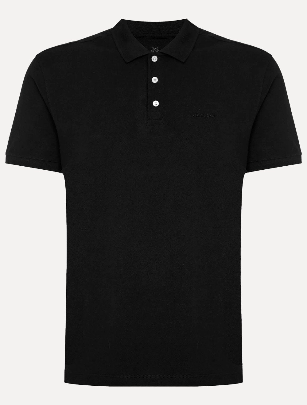 Polo John John Masculina Silm Fit New Simple Light Button Preta 
