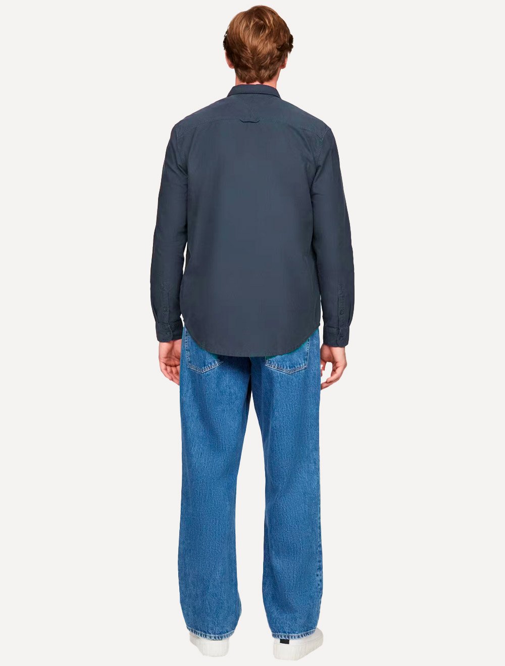 Camisa Tommy Jeans Masculina Regular Washed Oxford Azul Marinho