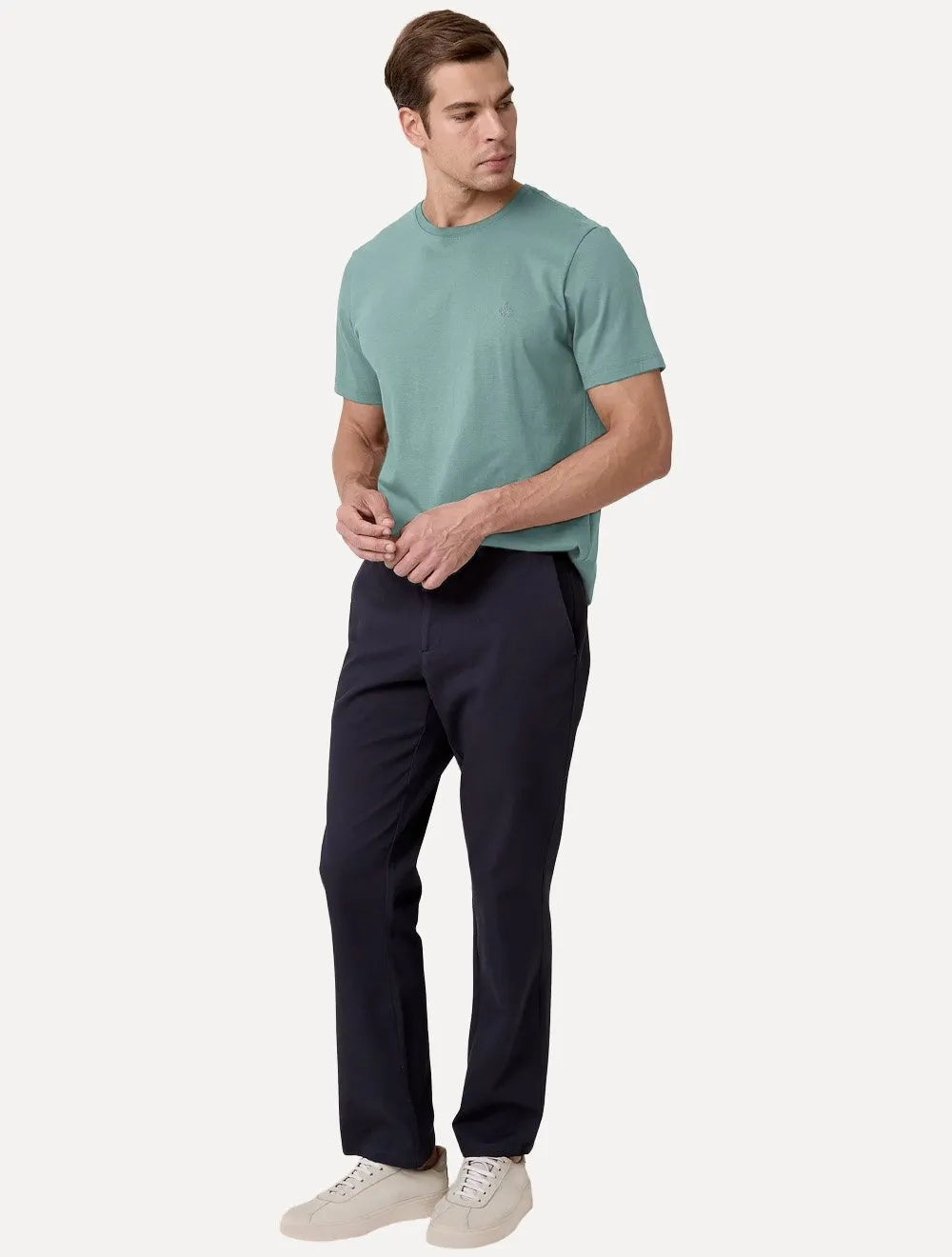 Camiseta Dudalina Masculina Essentials Mono Logo Azul Turquesa