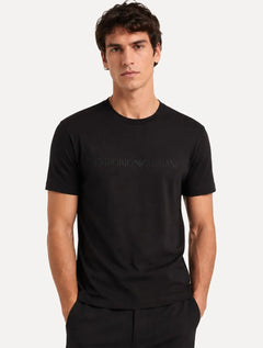 Camiseta Emporio Armani Masculina Bordado Logo Chest Preta